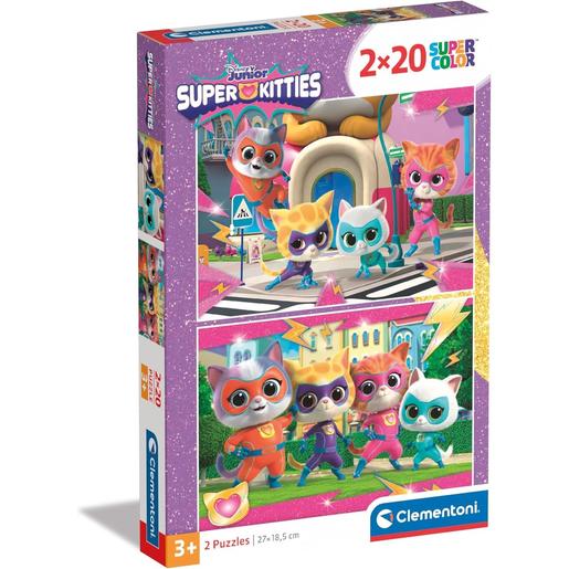 Clementoni Puzzle Infantil Super Kitties Disney 2x20 Peças ㅤ