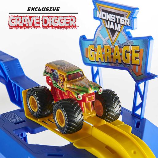 Set de juego Monster Jam Garage con camión monstruo, luces y sonidos 1:64 ㅤ