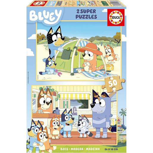 Educa Borras - Bluey - 2 Puzzles de Madeira de 50 Peças ㅤ