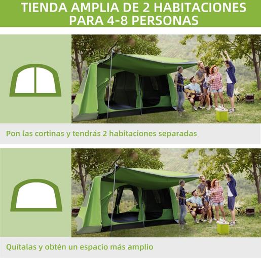 Outsunny - Tenda de Campismo Familiar 405x305x225 cm Verde