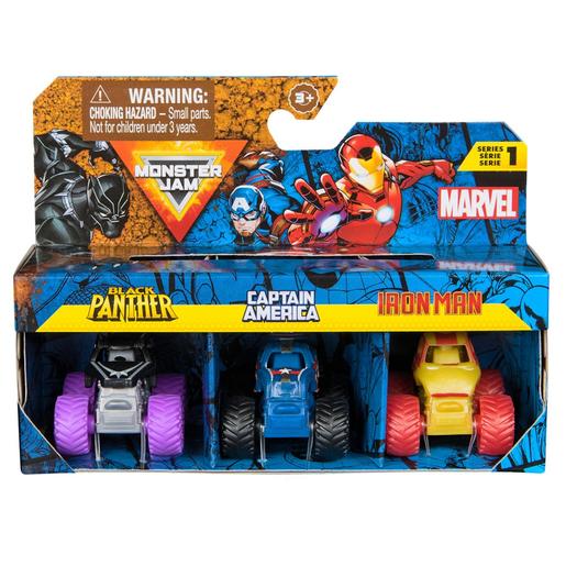 Monster Jam - Pack 3 Mini vehículos Marvel (vários modelos)ㅤ