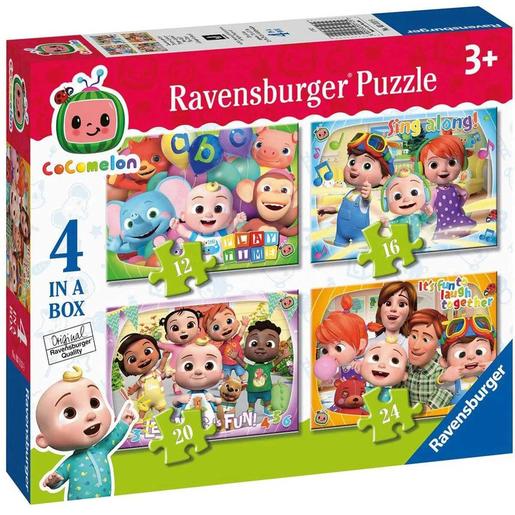 Ravensburger - Quebra-cabeças Cocomelon 4 em uma caixa (12, 16, 20, 24 peças) para crianças ㅤ