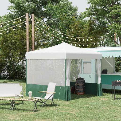 Outsunny - Tenda Dobrável 2,7 x 2,7 m Branco e Verde