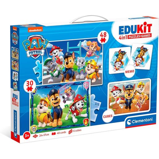 Clementoni - Patrulha Pata - Edukit 4 em 1 com puzzle e jogo de memória Patrulha Canina ㅤ