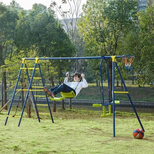 Outsunny - Baloiço Infantil de Metal para Jardim Multicolorido