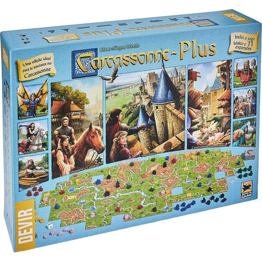 Jogo básico Carcasonne Plus com 11 expansões em Português ㅤ