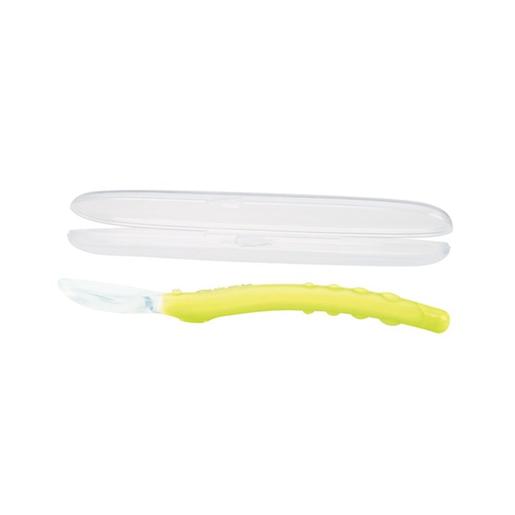 Nuby - Colher verde de silicone com estojo