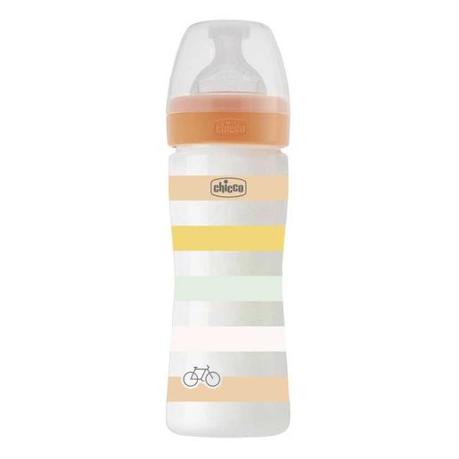 Chicco - Mamadeira bem-estar laranja 250ml fluxo médio silicone